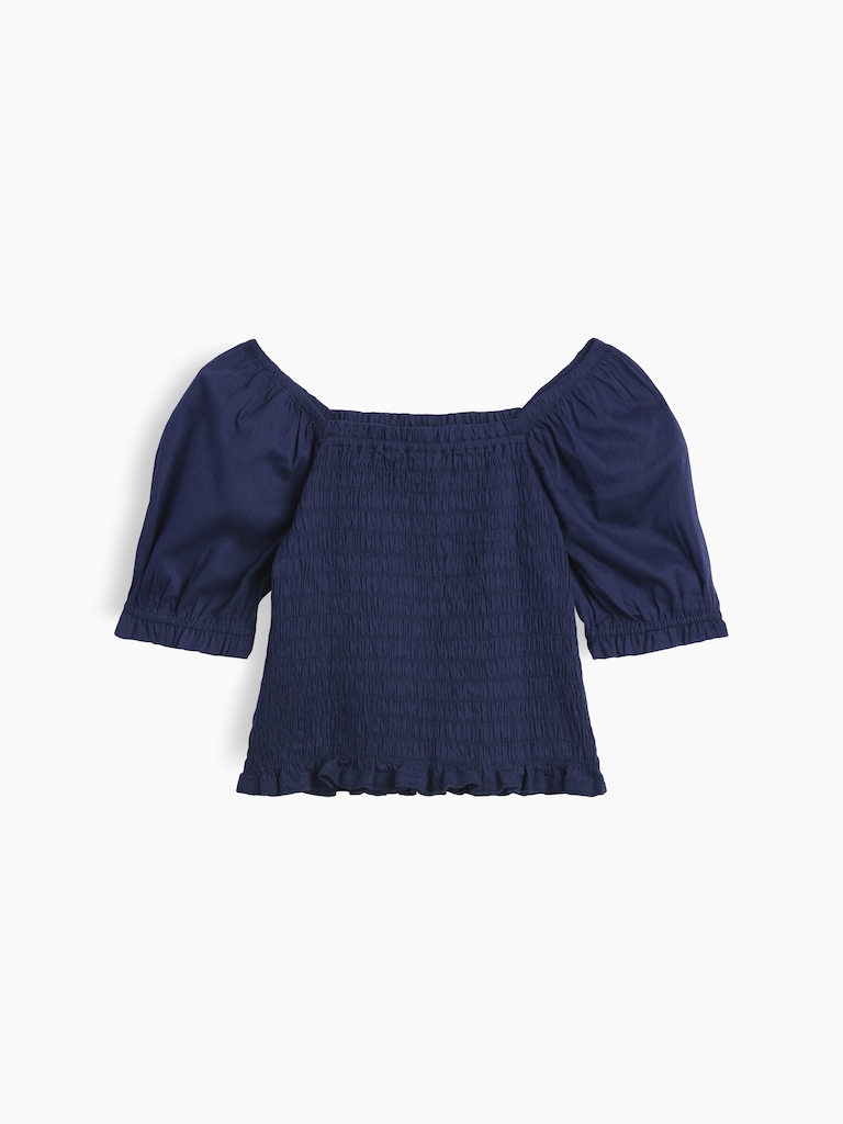 Kids Puff Sleeve Smocked Peplum Top