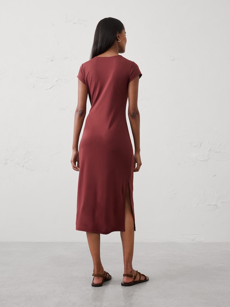 Side-Tie Knit Midi Dress