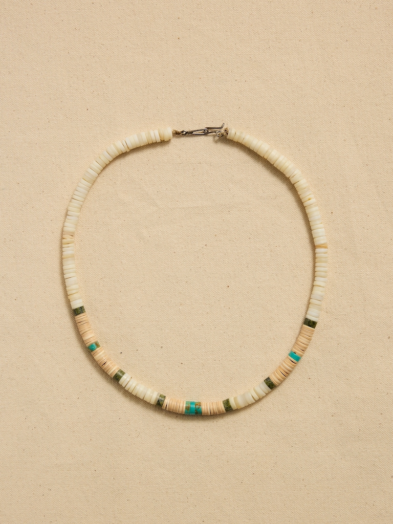 Archive Turquoise-Centered Beaded Surfer Necklace
