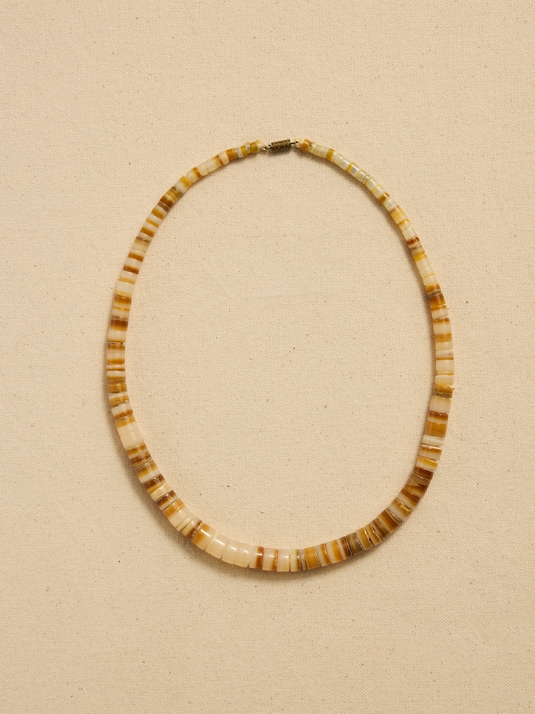 Archive Gold Lip Oyster Beaded Necklace