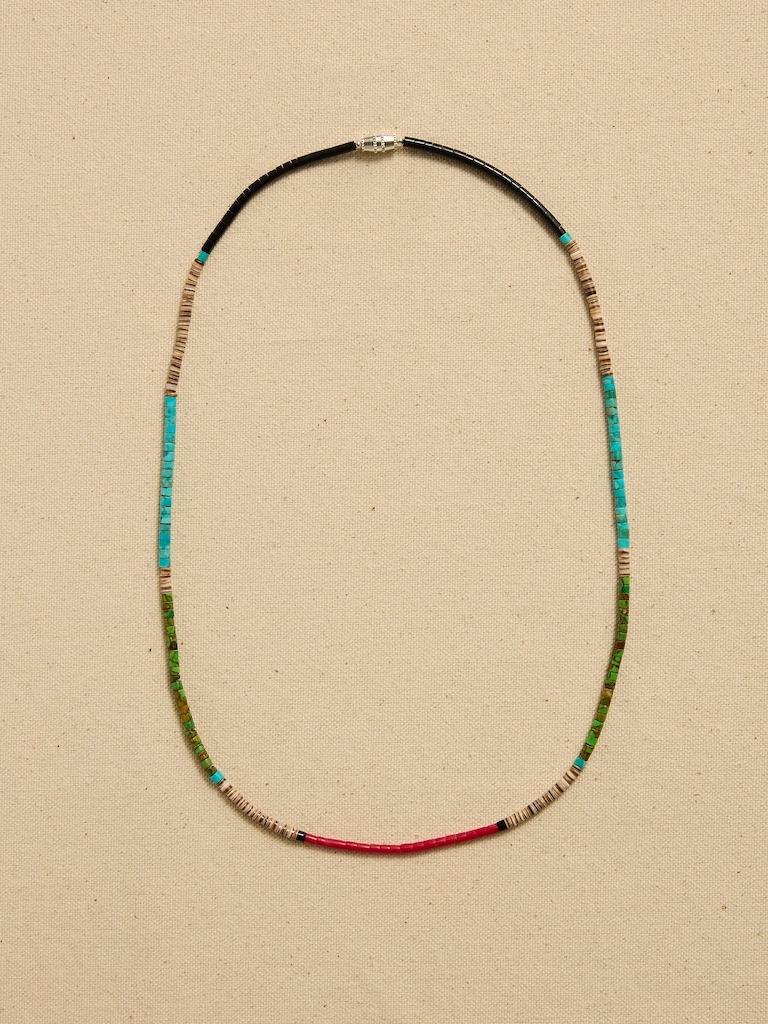 Archive Brown And Turquoise Beaded Matinee Necklace