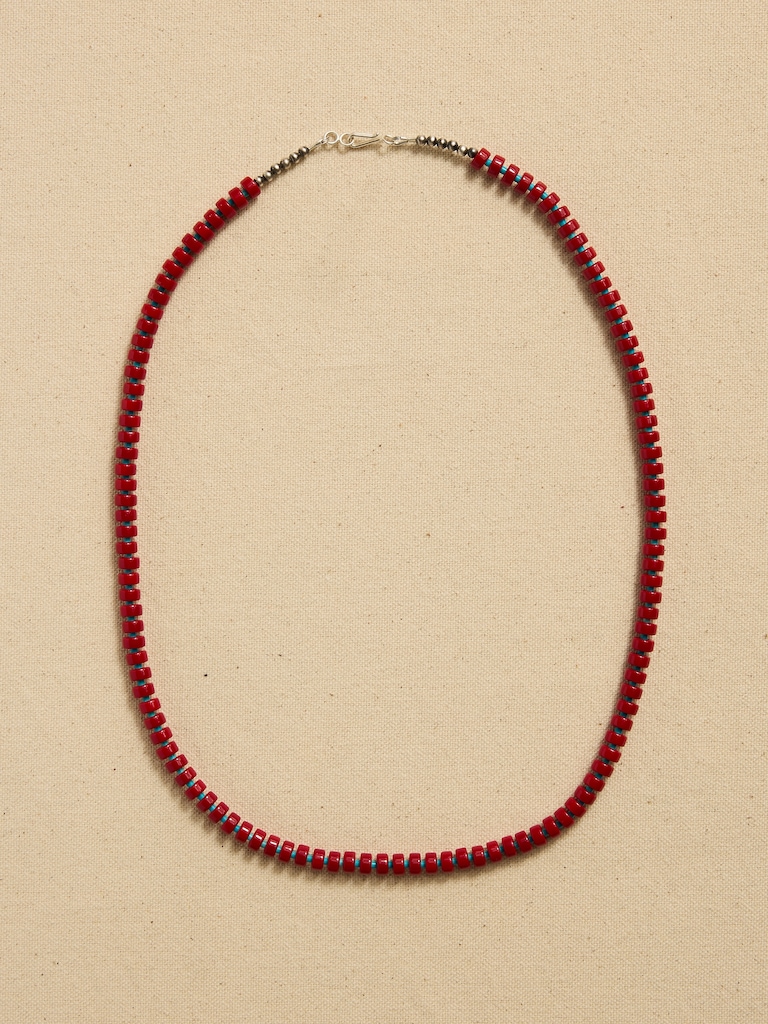 Archive Red Beaded Matinee Necklace