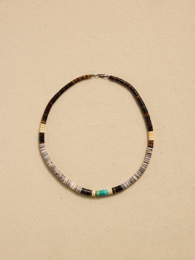 Archive Off-Center Turquoise Beaded Choker Necklace
