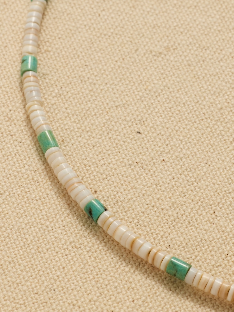 Archive White And Turquoise Beaded Collar Necklace