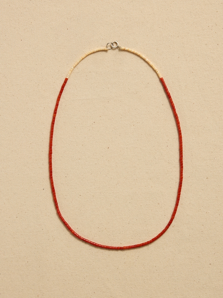 Archive Red And White Beaded Matinee Necklace