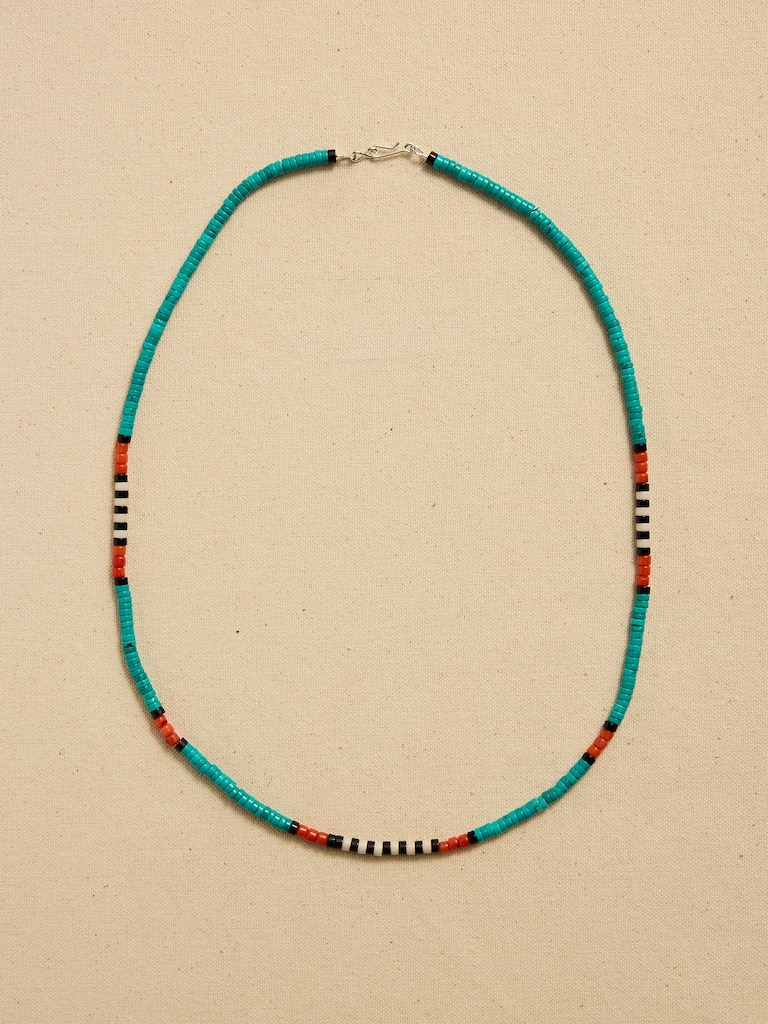 Archive Dainty Turquoise Beaded Matinee Necklace