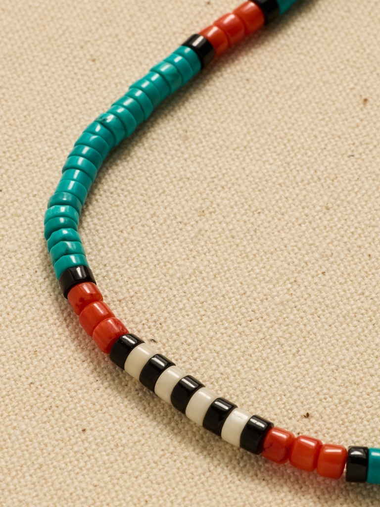 Archive Dainty Turquoise Beaded Matinee Necklace