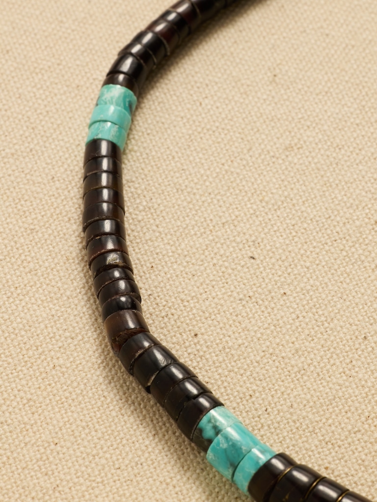 Archive Brown And Turquoise Beaded Choker Necklace