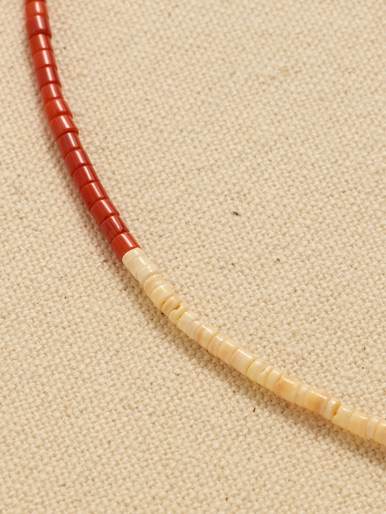 Archive Red And White Beaded Matinee Necklace