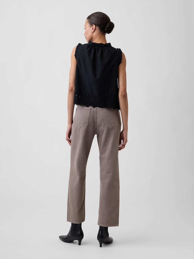 Low Slung Relaxed Straight Crop Jeans