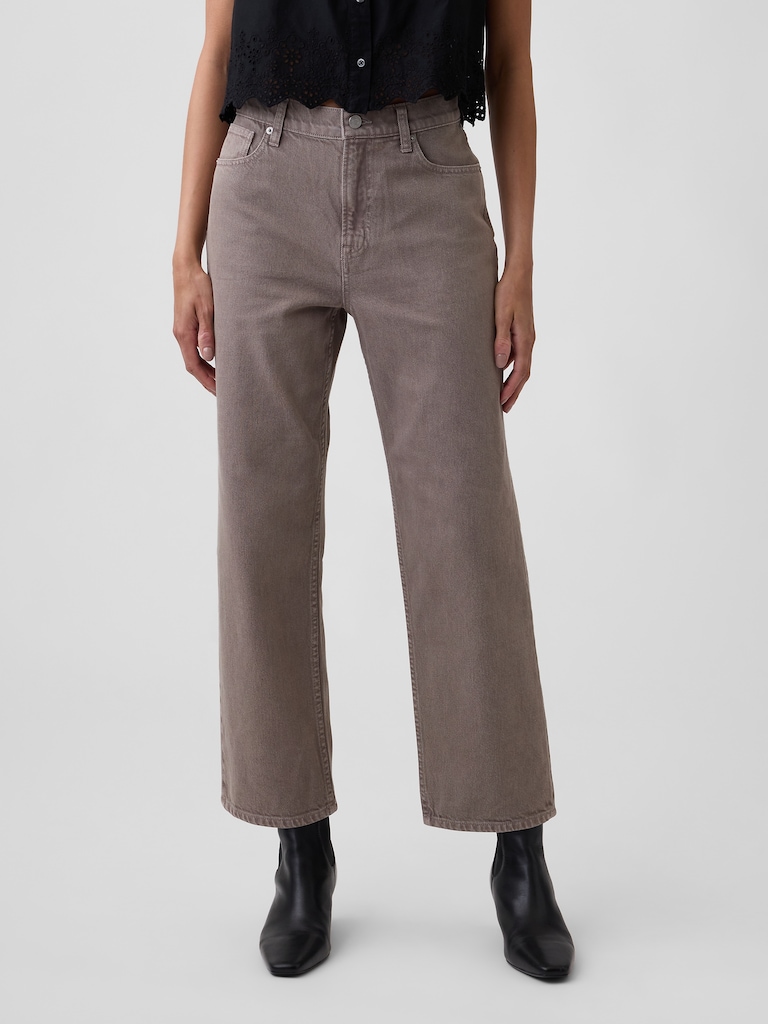 Low Slung Relaxed Straight Crop Jeans
