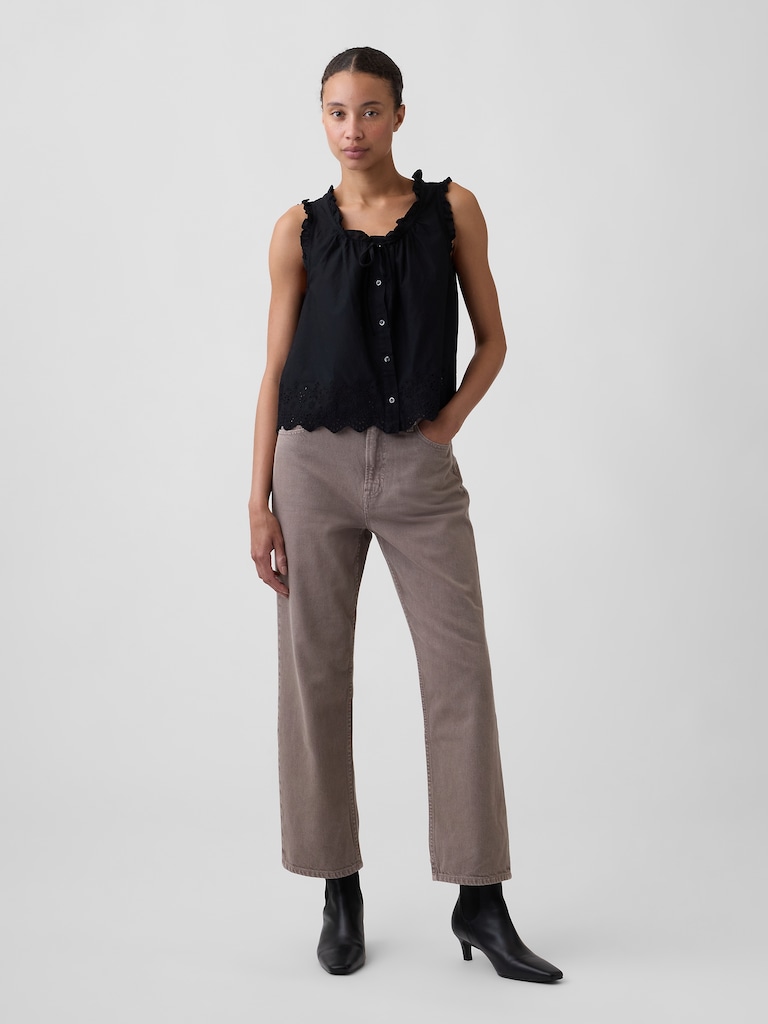 Low Slung Relaxed Straight Crop Jeans