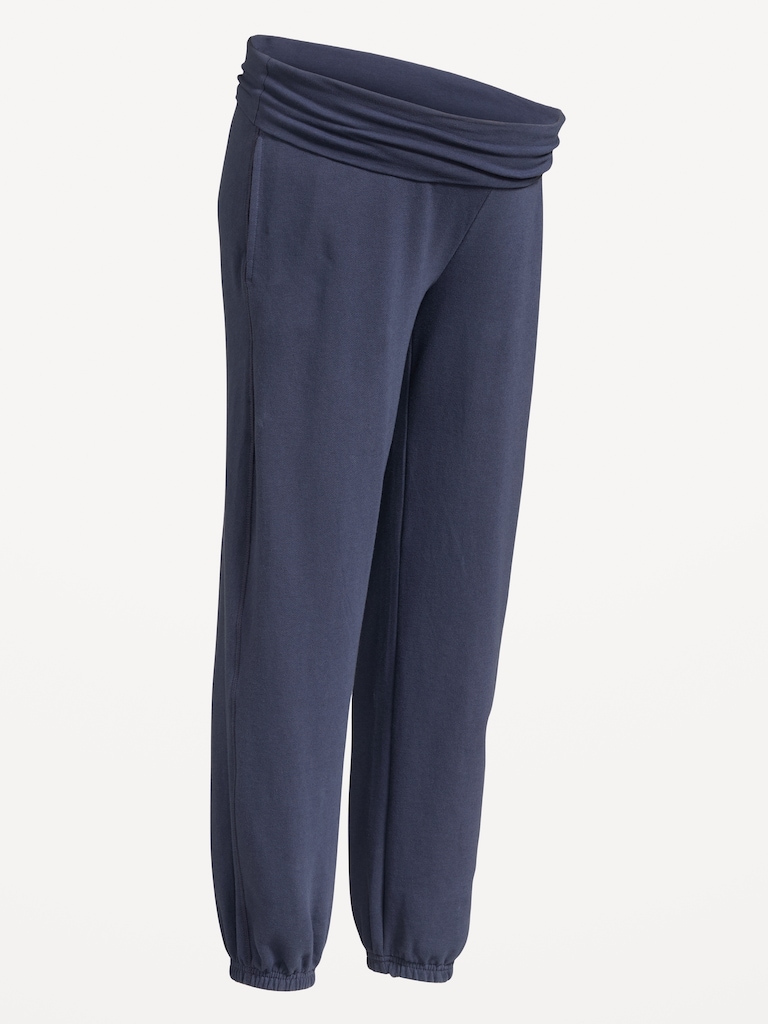 Maternity Rollover-Waist Fleece Jogger