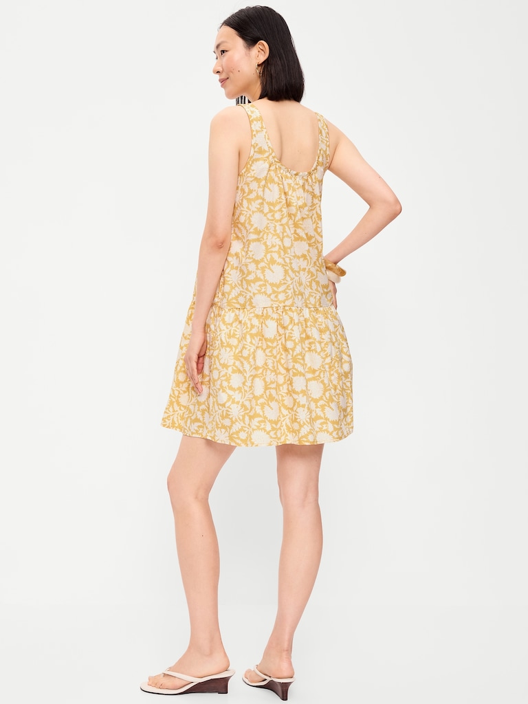 Sleeveless Scoop-Neck Mini Swing Dress