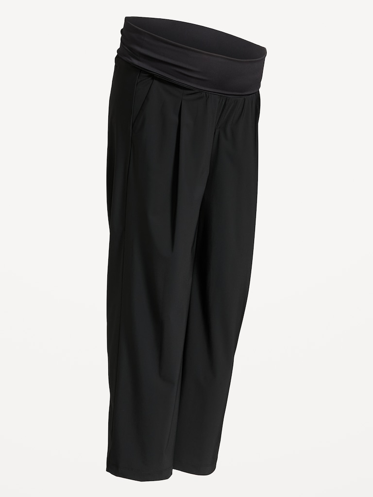 Maternity Rollover-Waist SleekTech Trouser Pants
