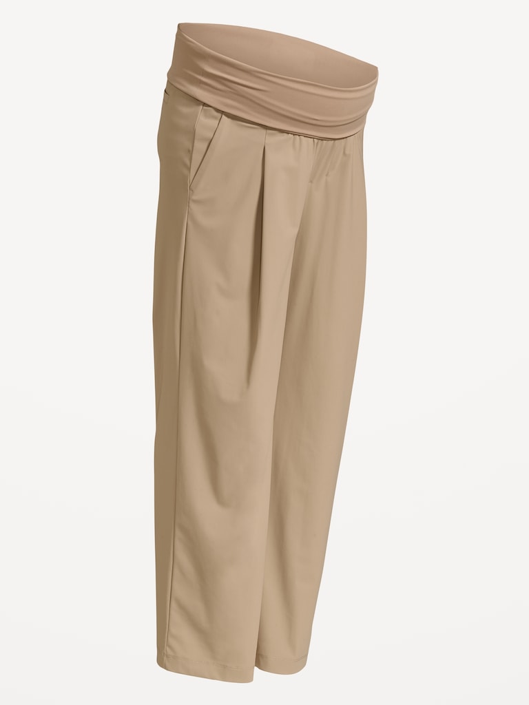 Maternity Rollover-Waist SleekTech Trouser Pants