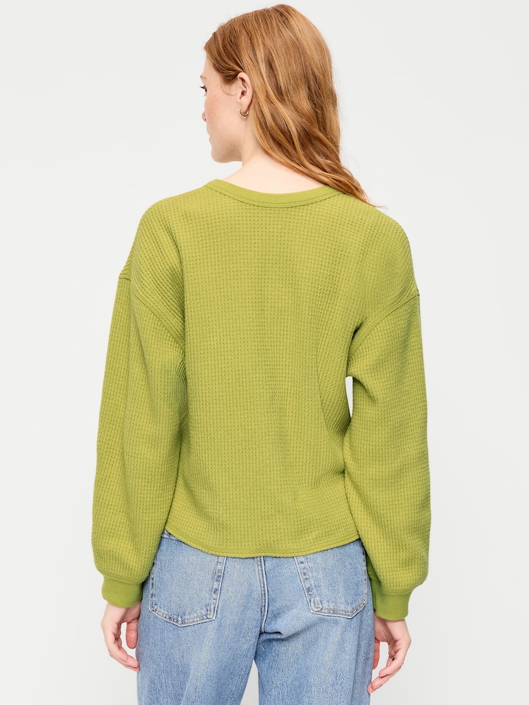 Long-Sleeve Crew-Neck Henley T-Shirt