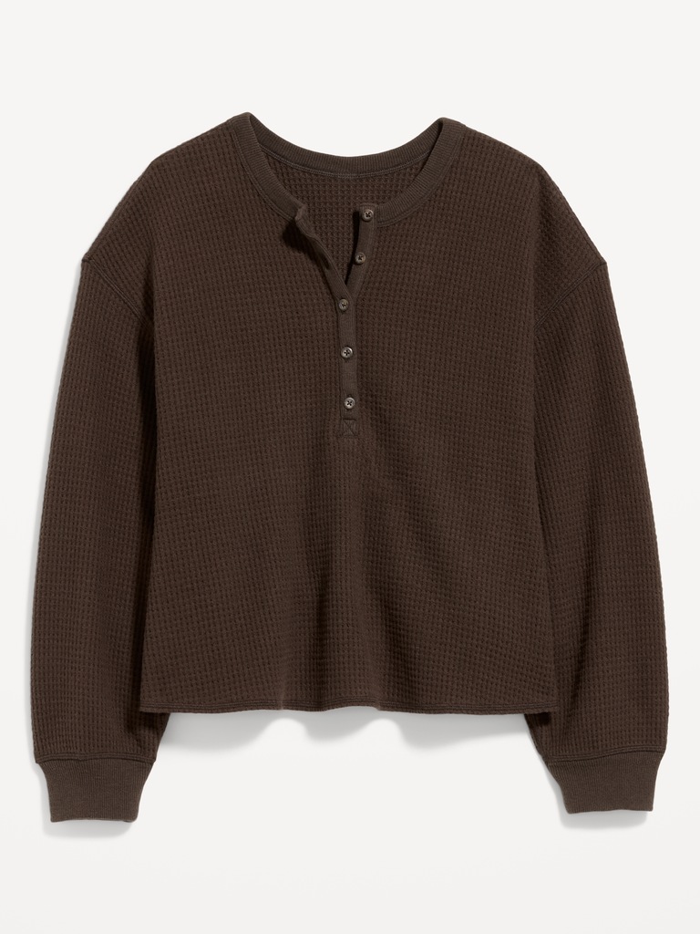 Long-Sleeve Crew-Neck Henley T-Shirt
