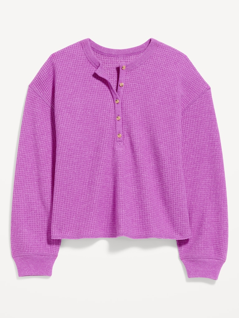 Long-Sleeve Crew-Neck Henley T-Shirt