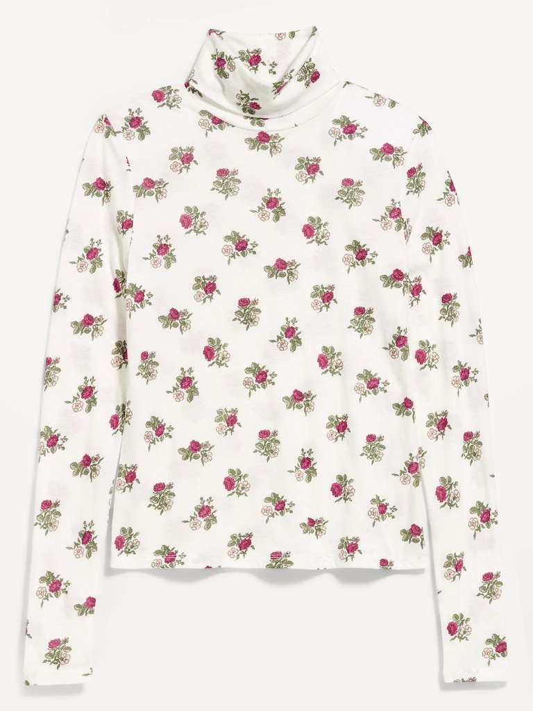 Slim-Fit Printed Turtleneck