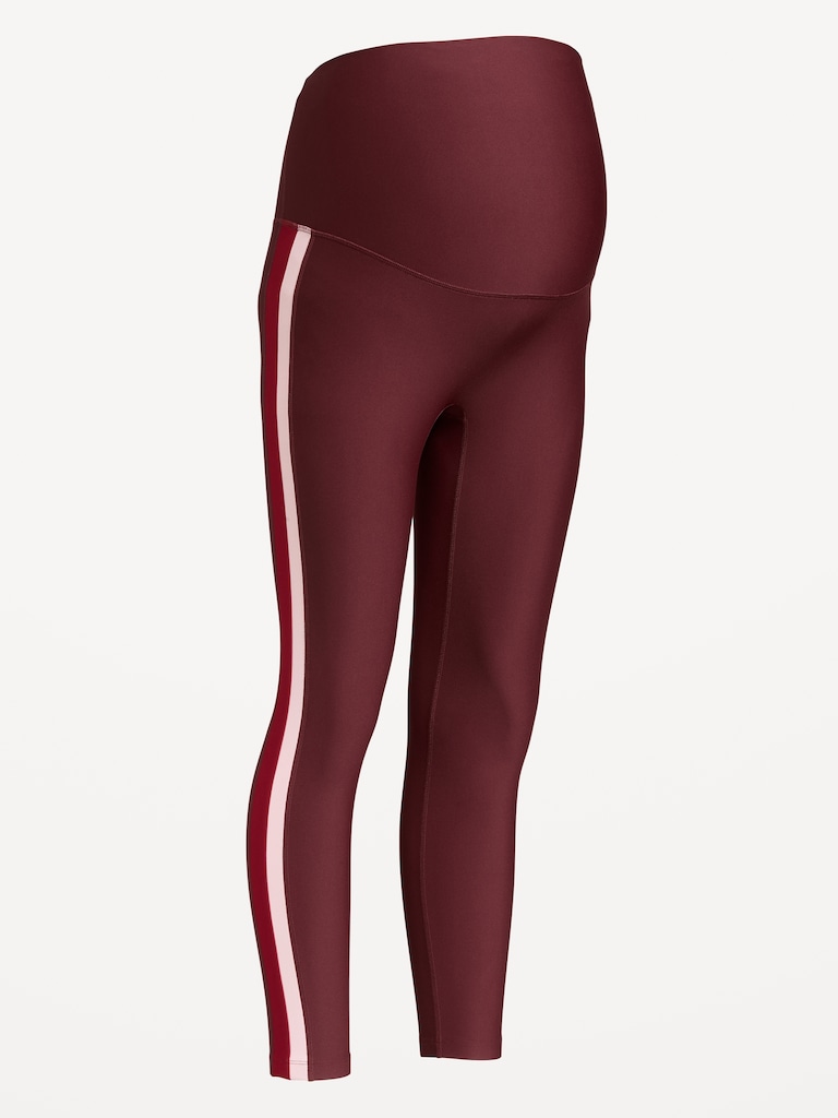 Maternity Full-Panel PowerSoft Striped 7/8 Leggings