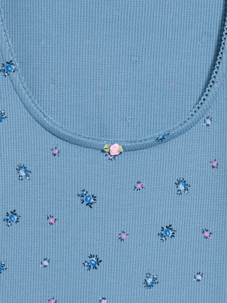 Waffle-Textured Long-Sleeve Pajama Top