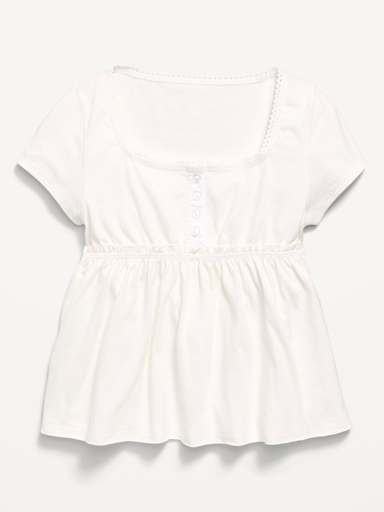 Short-Sleeve Henley Top for Girls