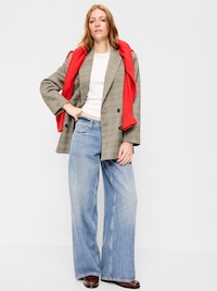 Oversized Twill Double-Breasted Blazer