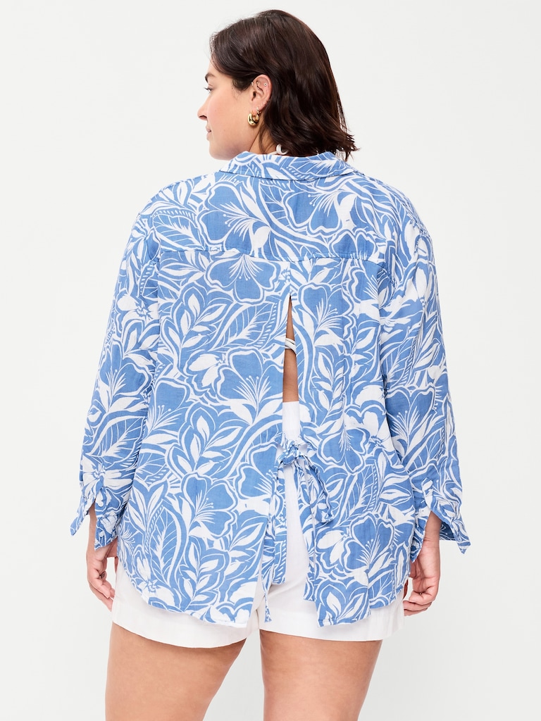 Open-Back Button-Down Shirt