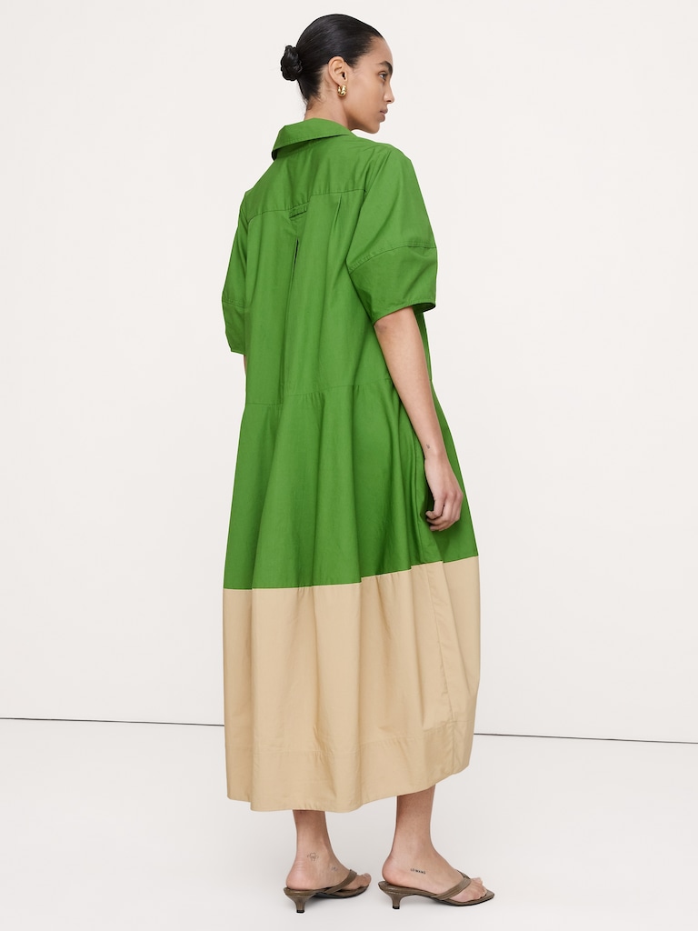 Cotton Poplin Barrel Shirt Dress