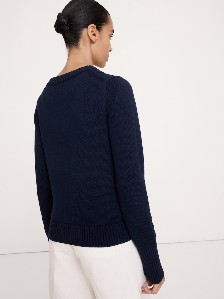 Larkspur Cotton-Silk V-Neck Sweater