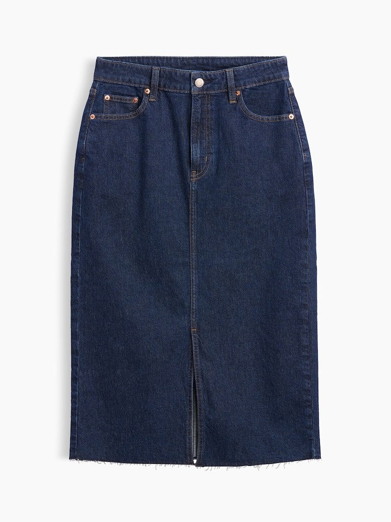 Denim Midi Pencil Skirt