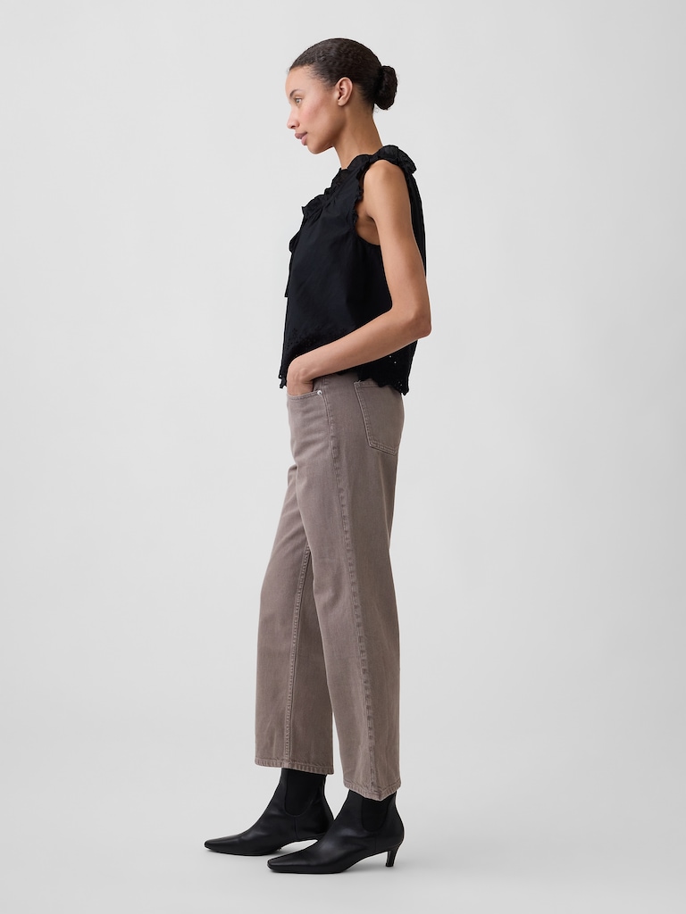 Low Slung Relaxed Straight Crop Jeans