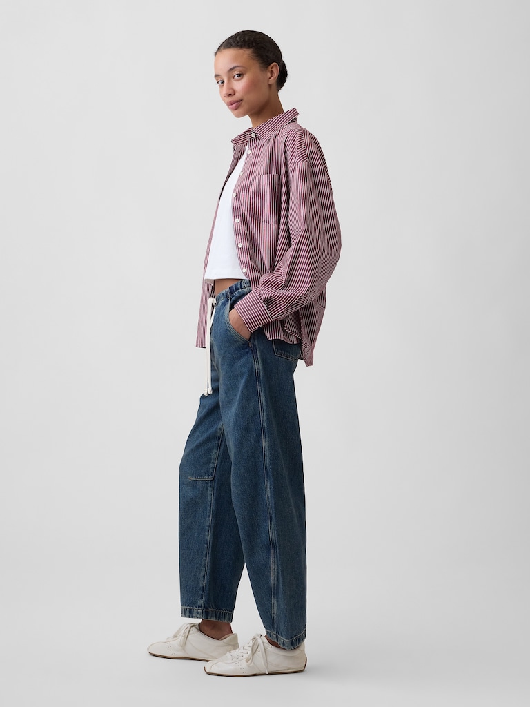 Mid Rise SuperSoft Pull-On Barrel Jeans
