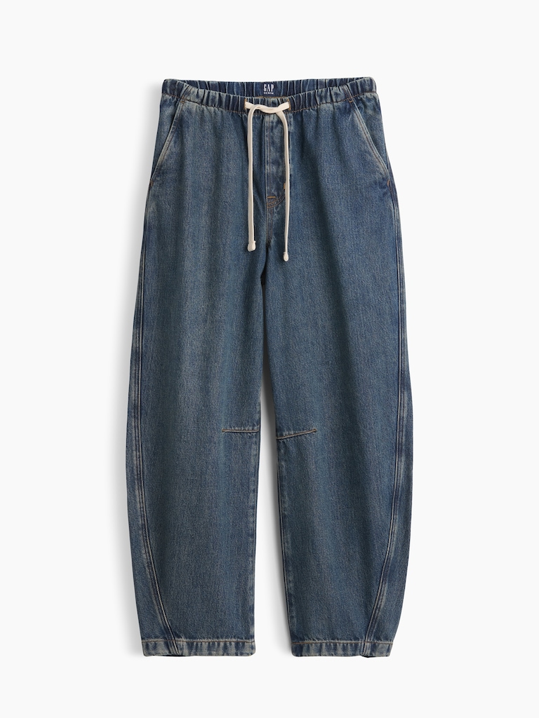 Mid Rise SuperSoft Pull-On Barrel Jeans
