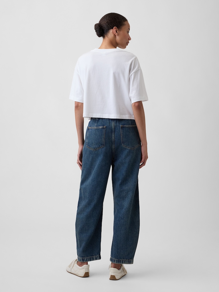 Mid Rise SuperSoft Pull-On Barrel Jeans
