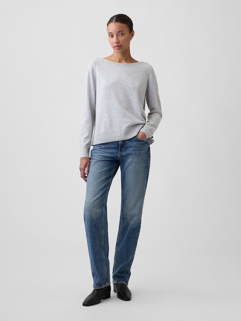 Relaxed Jersey Boatneck Sweater