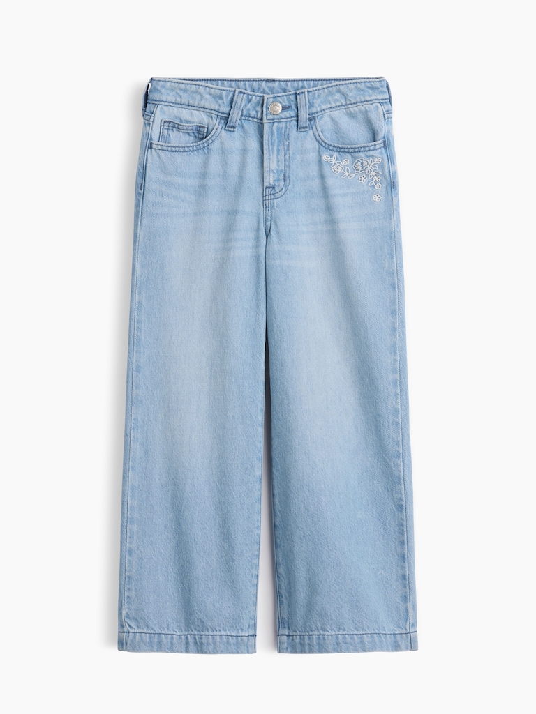 Kids High Rise Wide-Leg Ankle Jeans