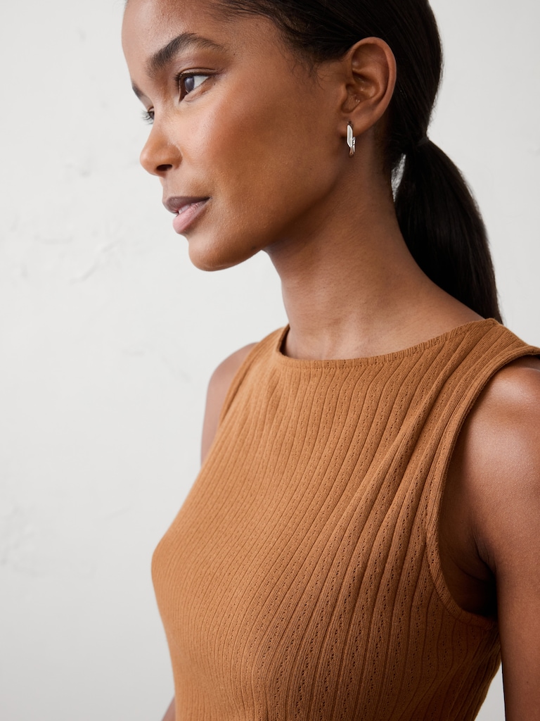 Pointelle Ribbed Boatneck Top