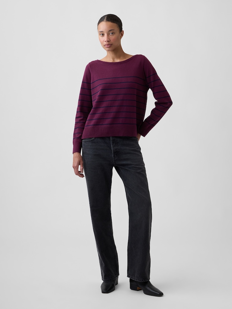 Relaxed Jersey Boatneck Sweater