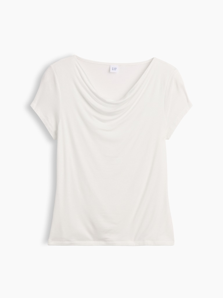 Stretch Jersey Cowl-Neck Top