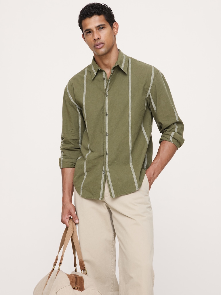 Relaxed-Fit Cotton-Linen Neps Shirt