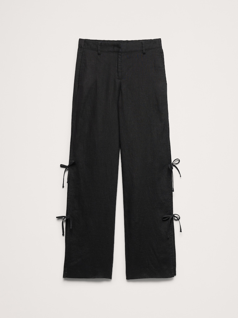 The Studio Wide-Leg Side-Tie Pant In Linen