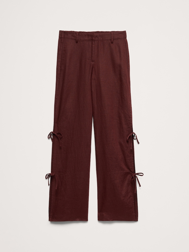The Studio Wide-Leg Side-Tie Pant In Linen