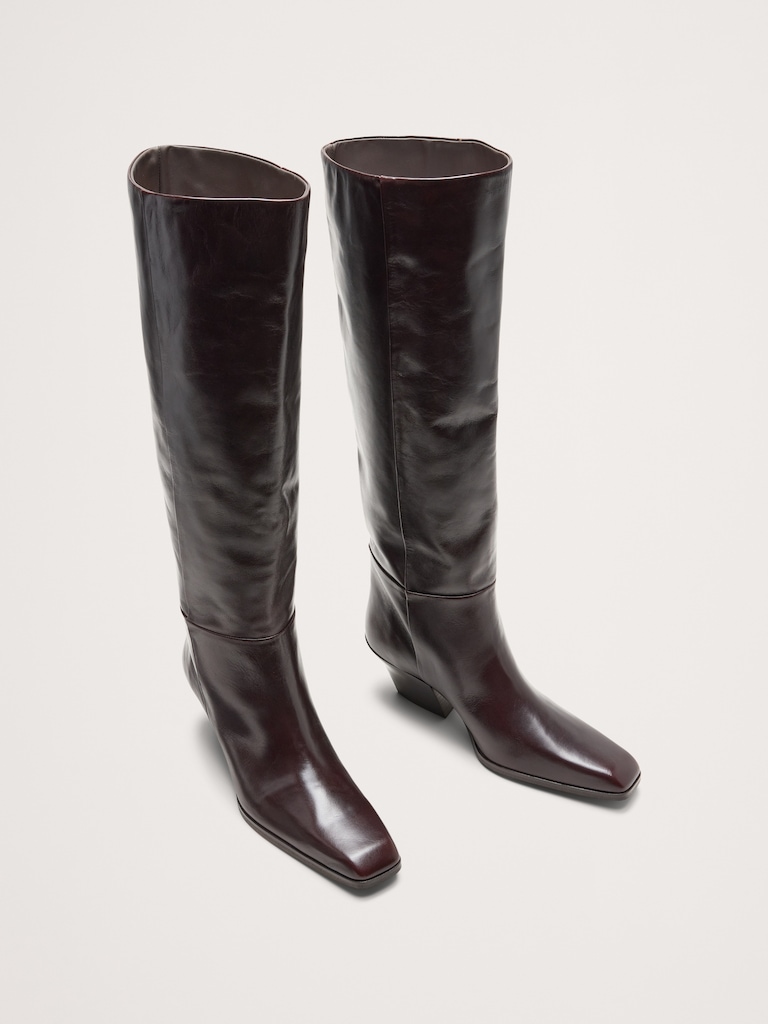 Bottes hauteur genou en cuir italien