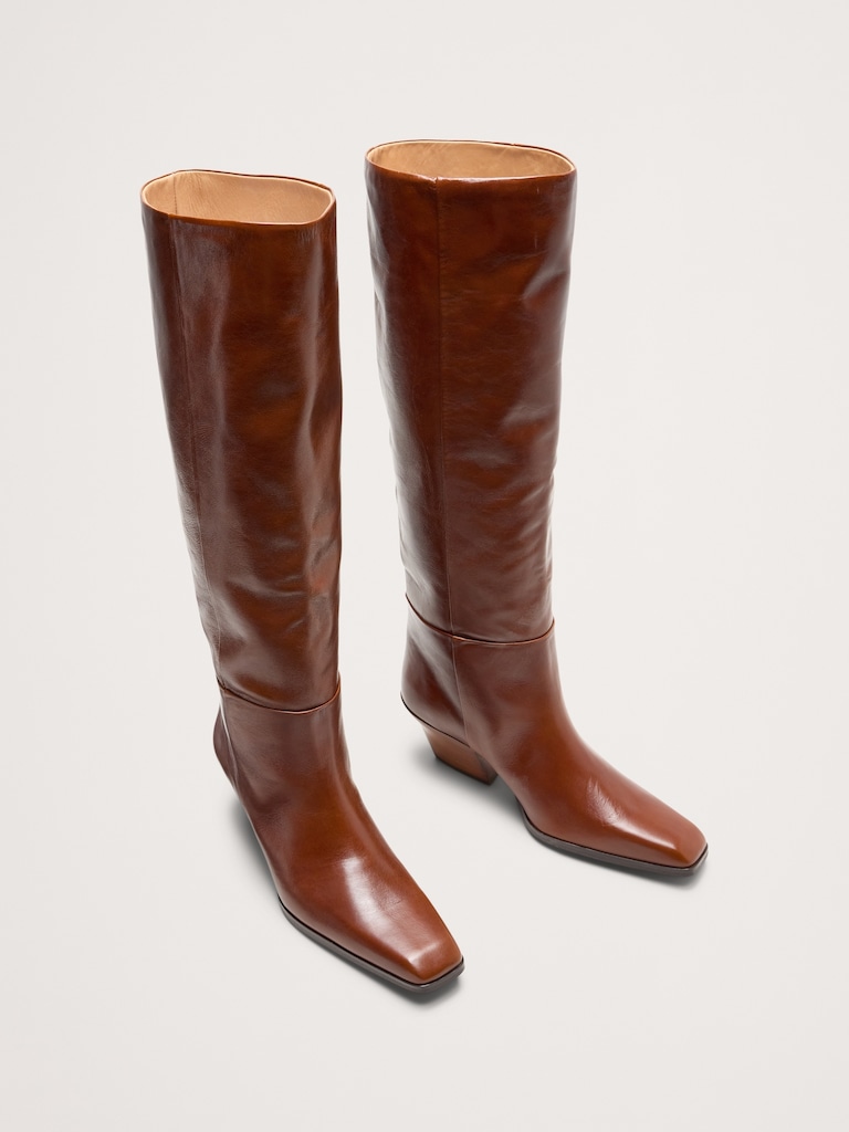 Bottes hauteur genou en cuir italien