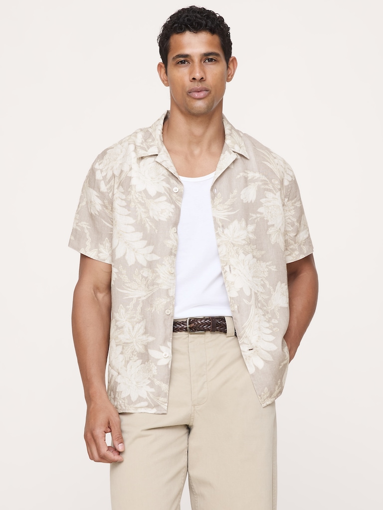 Heritage Standard-Fit Linen Floral Resort Shirt