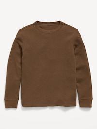 Long-Sleeve Waffle-Knit T-Shirt for Boys