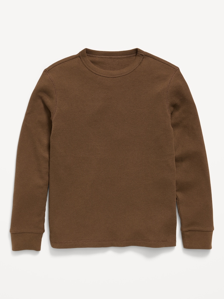 Long-Sleeve Waffle-Knit T-Shirt for Boys