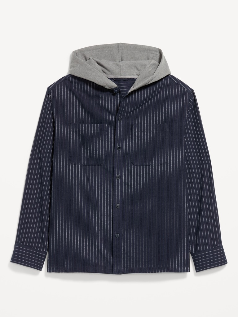 Long-Sleeve Flannel Hooded Shirt
